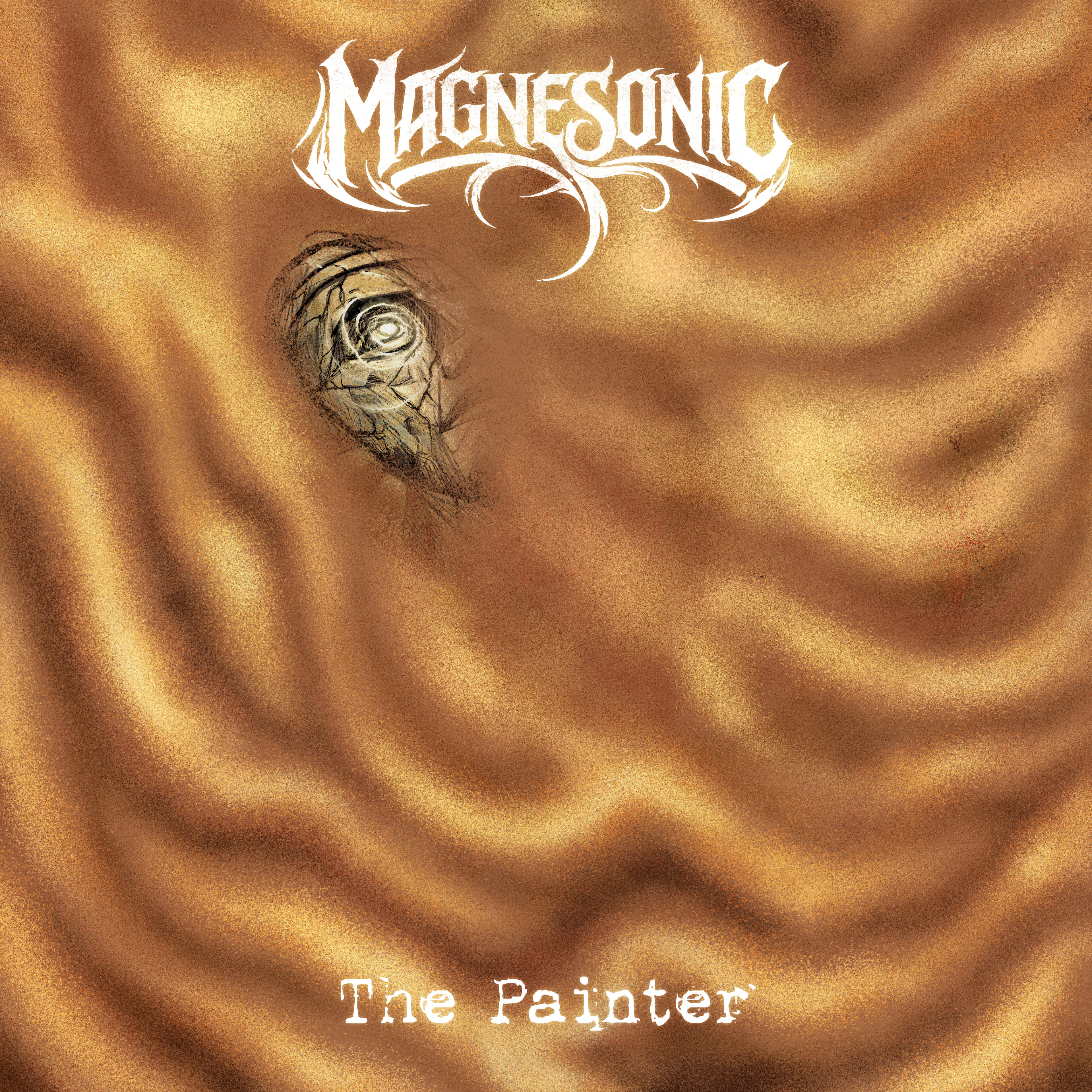 The Painter The painter single artwork, stone face emerging from sandy scene